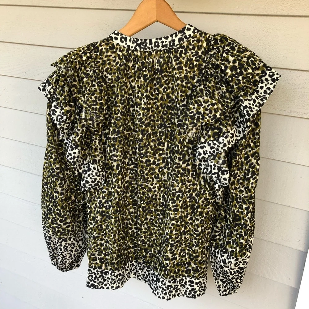 Ulla Johnson Blouse Ruffle Animal Print Carissa NWT US 2 - Picture 8 of 13